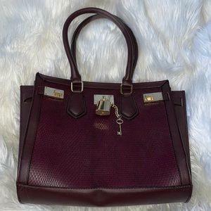 Burgundy snakeskin bag